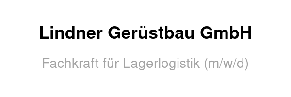 Fachkraft für Lagerlogistik (m/w/d)